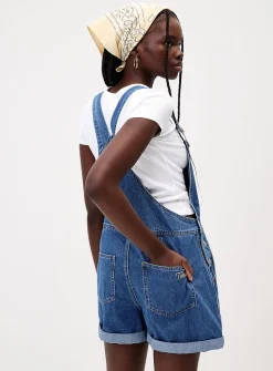 Denim overall shorts