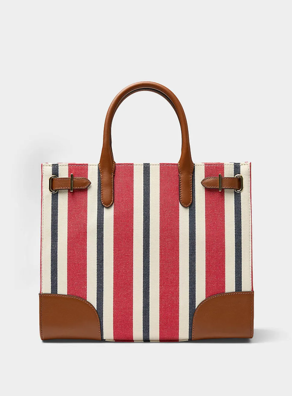 Devyn striped square tote bag