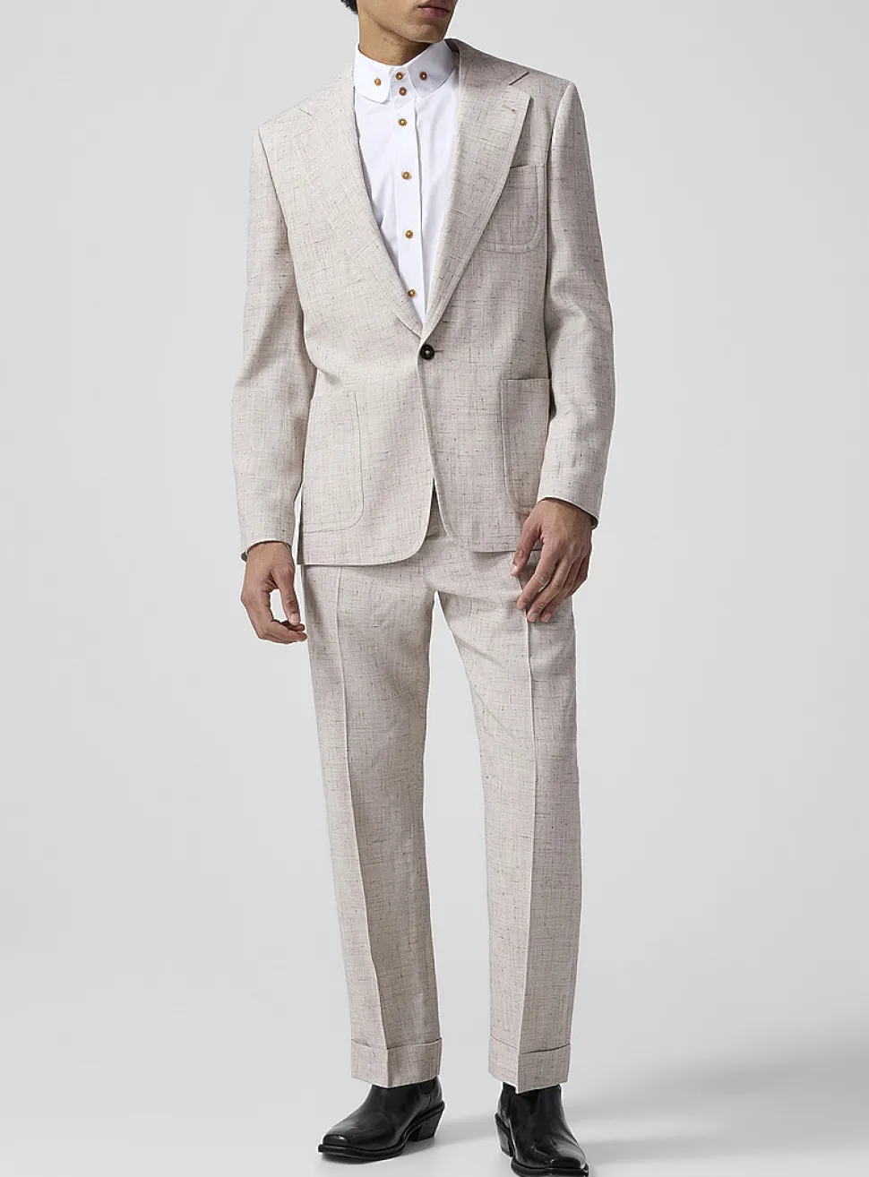 Doc chambray-like cuffed pant