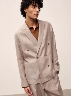 Double-breasted linen and wool blazer