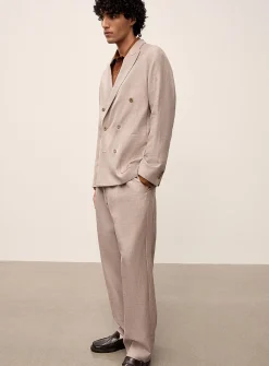 Double-breasted linen and wool blazer