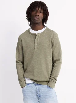 Double-faced jersey Henley T-shirt