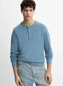 Double-faced jersey Henley T-shirt