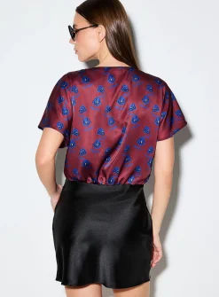 Double-faced satin cropped blouse