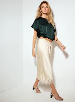 Double-faced satin cropped blouse