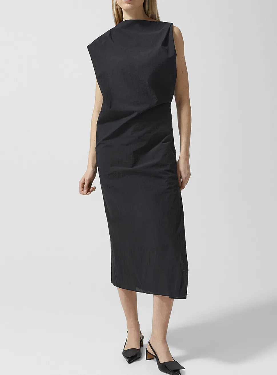 Drap draped poplin dress