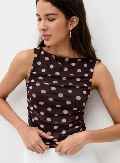 Draped boat-neck cami