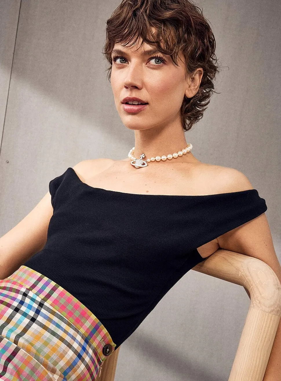 Draped-Collar Knit Top