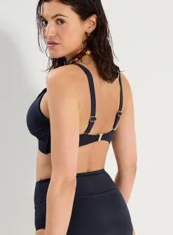 Draped crossed-look bralette bikini top