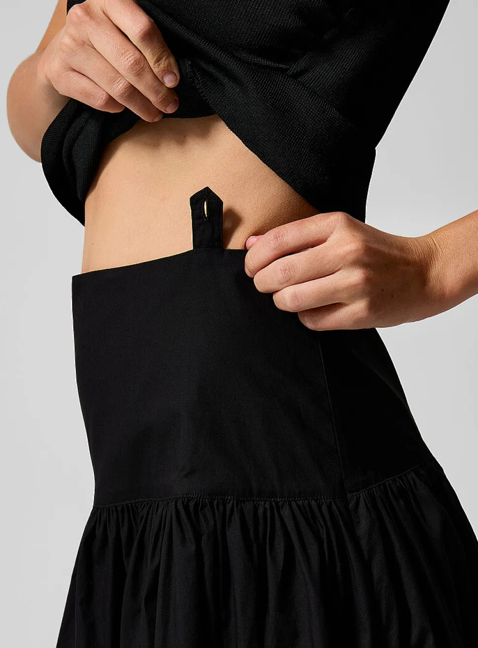 Draped dual-material dress