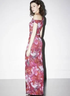 Draped floral maxi dress