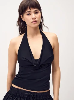 Draped halter-neck cami