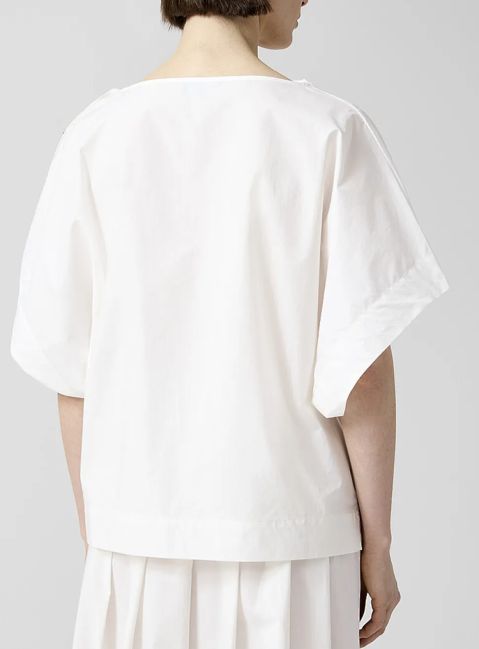 Draped-point collar loose poplin blouse
