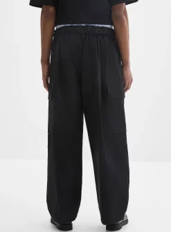 Drawcord-waist canvas cargo pant