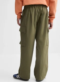 Drawcord-waist canvas cargo pant