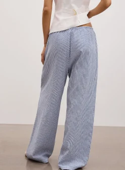 Drawcord waist linen-blend wide-leg pant