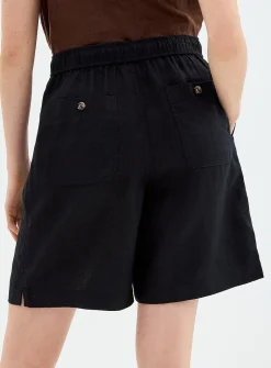 Drawcord waist pure linen Bermuda short