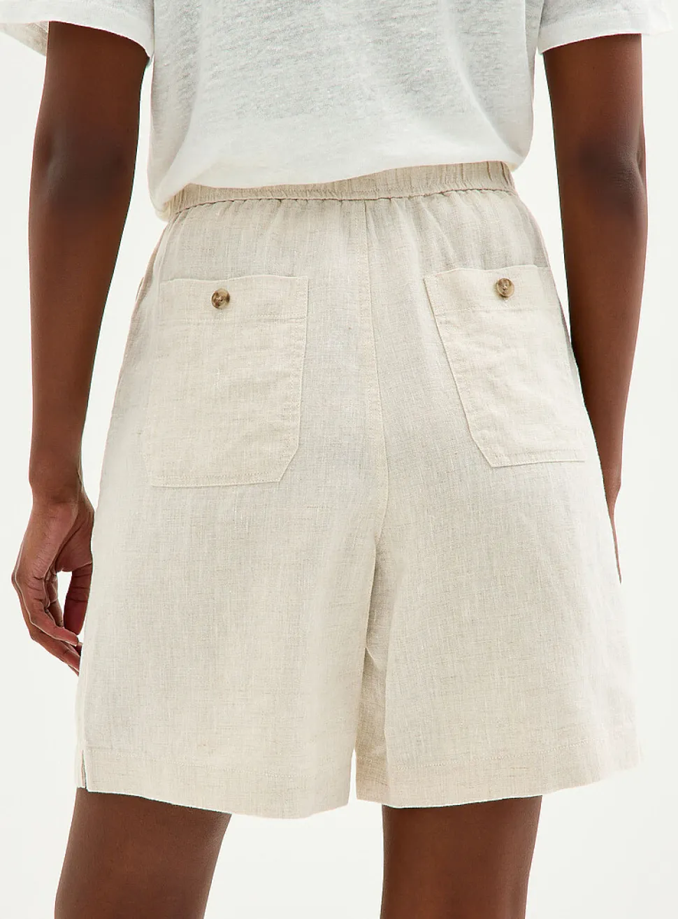 Drawcord waist pure linen Bermuda short