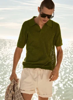 Drawstring-waist chino short