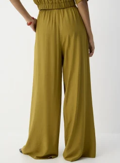 Drawstring-waist flowy ultra-wide-leg pant