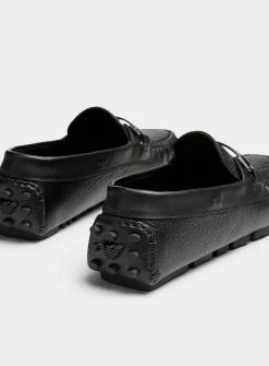 Driver grained leather moccasin loafers