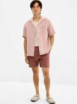 Dusty pink cotton-linen short