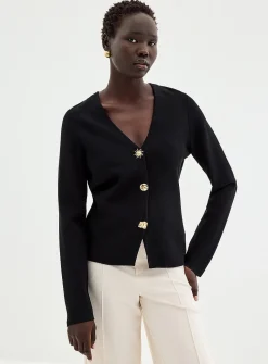 Eclectic golden buttons fitted cardigan
