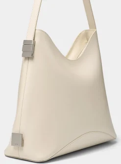 Egg smooth ecru leather bag