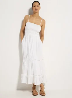 Elastic bust tiered maxi dress