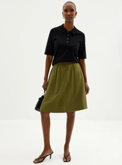 Elastic waistband flared skirt