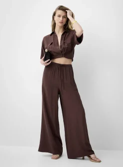 Elastic waist cropped blouse