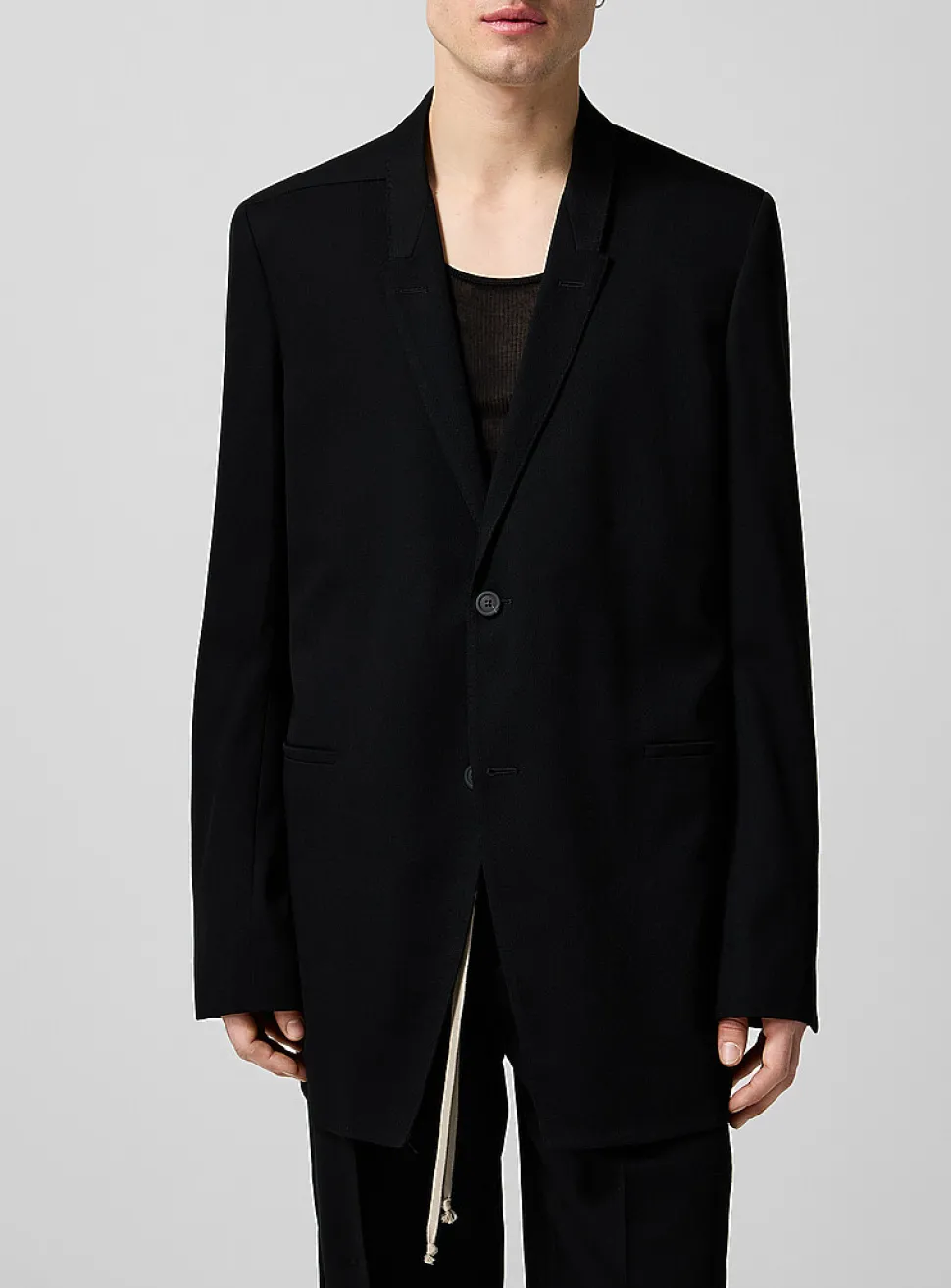 Elongated pure wool blazer