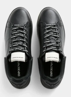 Embossed heel leather sneakers