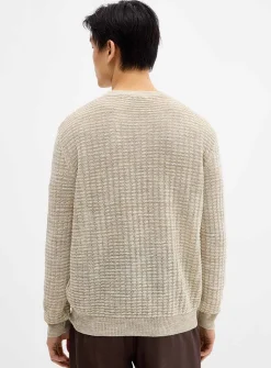 Embossed knit Henley sweater