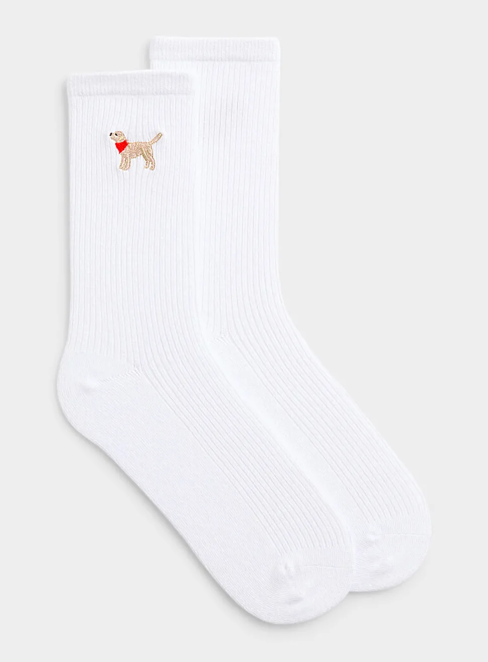 Embroidered-dog ribbed socks