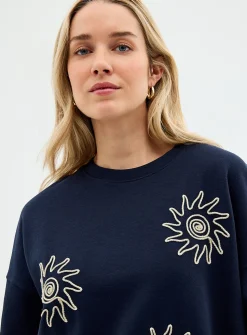 Embroidered embossed-pattern boxy-fit sweatshirt