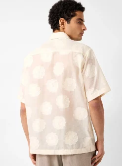 Embroidered flower organza shirt