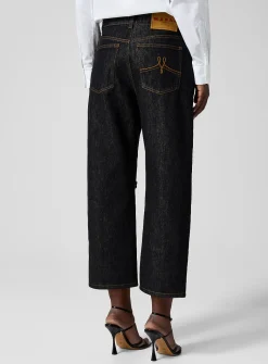 Embroidered flowers carrot-fit jean