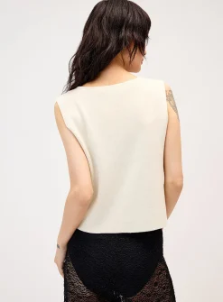 Embroidered flowers tie-front vest