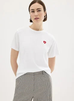 Embroidered heart casual T-shirt