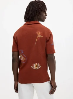 Embroidered Johnny collar polo