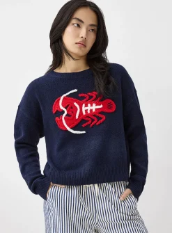 Embroidered lobster sweater