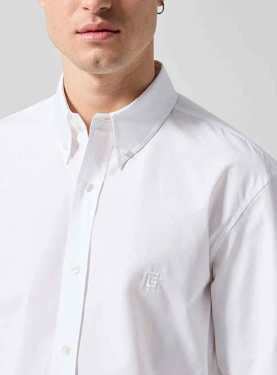 Embroidered logo poplin shirt