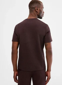 Embroidered logo waffle T-shirt