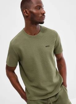 Embroidered logo waffle T-shirt