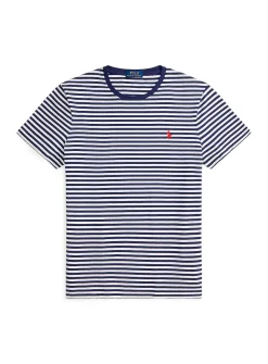 Embroidered rider dual-stripe T-shirt