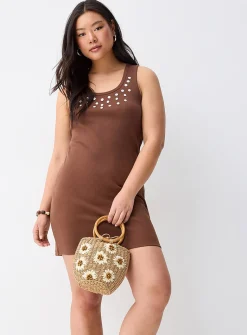 Embroidery detail fitted dress