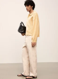 Embroidery twill pant