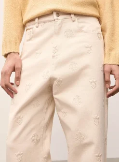 Embroidery twill pant