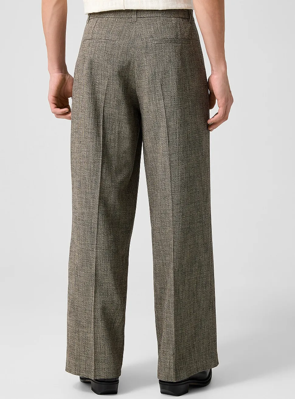 Eron wide-leg heathered beige pant